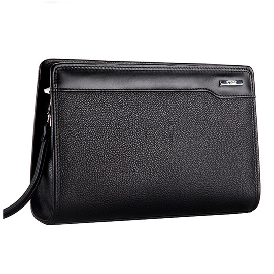 Bolso de hombre de piel suave Bolso de mano de piel de vaca pura Septwolves