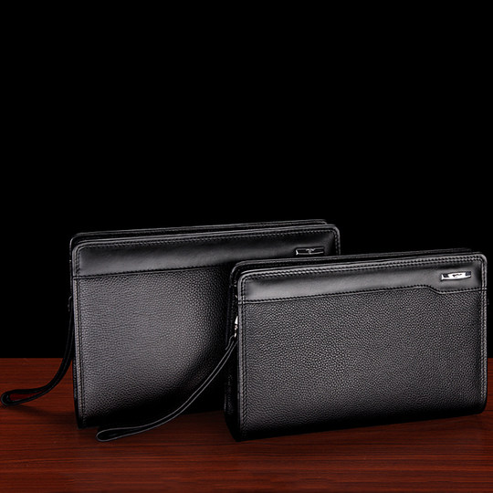 Bolso de hombre de piel suave Bolso de mano de piel de vaca pura Septwolves