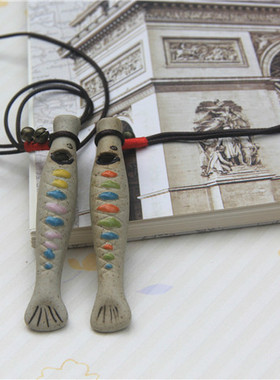 彩绘皮质可调节带铃铛红色毛衣链