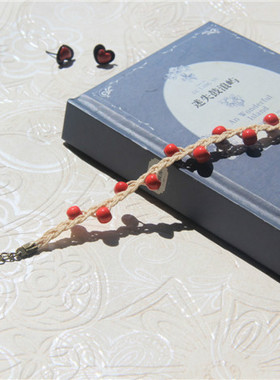 编织复古民族风陶瓷红色手串