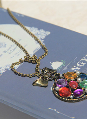 宝石长款古铜色圆环文艺风毛衣链