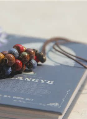 串珠铃铛民族风长款棉麻挂链