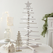 Noki Woody White Christmas Tree Tabletop Pendulum Pieces Christmas Decorations Tree Mall Hotel Shop Window Ground Swing