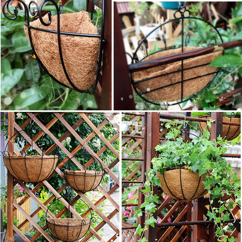 椰棕花篮铁艺壁挂花架半壁式吊篮挂墙上椰棕垫鸟窝海草蓝种植花盆,淘宝优惠券,粉丝福利购,淘宝优惠卷
