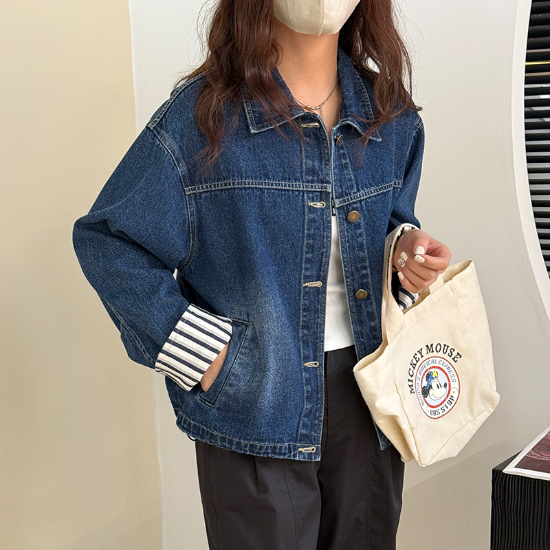 清仓 牛仔外套女短款宽松休闲百搭夹克上衣 - 图0