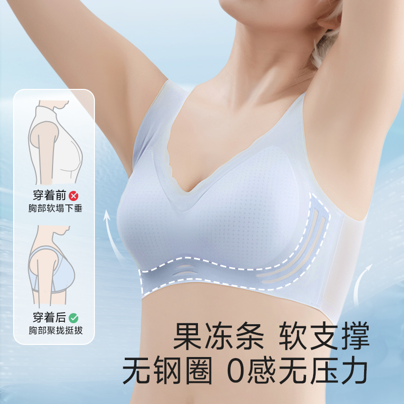 凉感无痕内衣女夏天超薄款夏季小胸聚拢文胸无钢圈背心式运动胸罩 - 图0