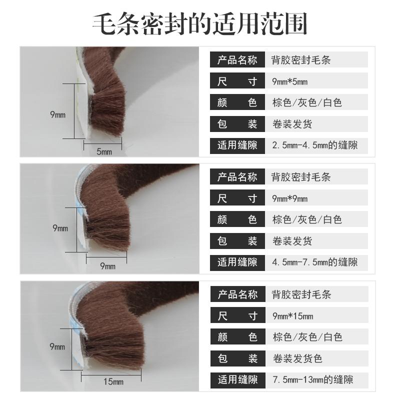 门窗密封条隔音胶条毛条铝合金窗户房门防盗门玻璃门木门缝门底 - 图0
