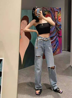 法式复古连衣裙拼接配饰女收腰链