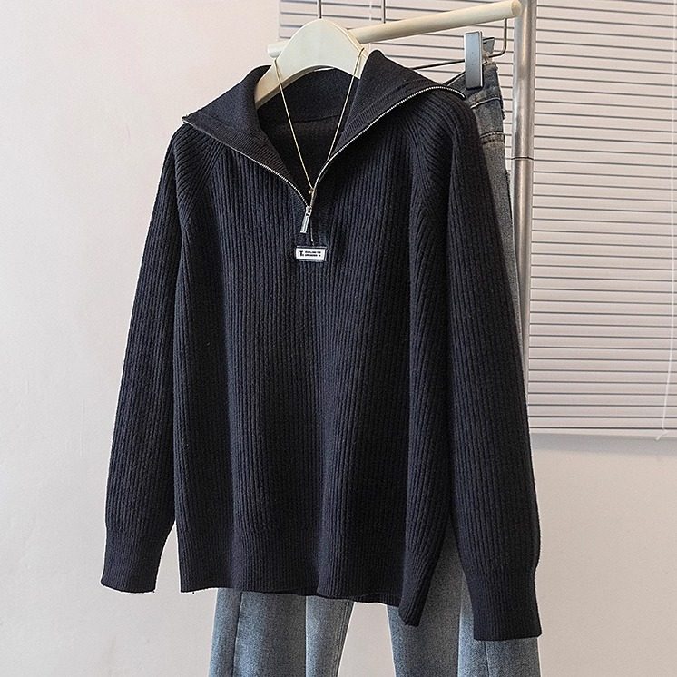 大码女装【80-200斤】半拉链针织上衣女Polo领毛衣遮肚显瘦打底衫,淘宝优惠券,粉丝福利购,淘宝优惠卷
