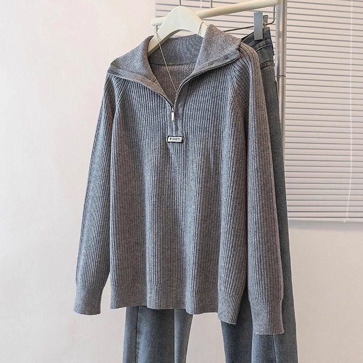 大码女装【80-200斤】半拉链针织上衣女Polo领毛衣遮肚显瘦打底衫,淘宝优惠券,粉丝福利购,淘宝优惠卷