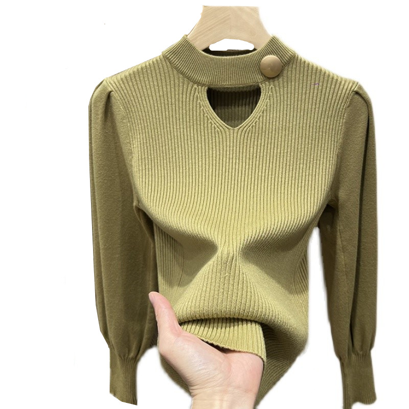 宽松显瘦【80-200斤】半高领针织上衣女秋冬镂空设计感打底毛衣潮 - 图3