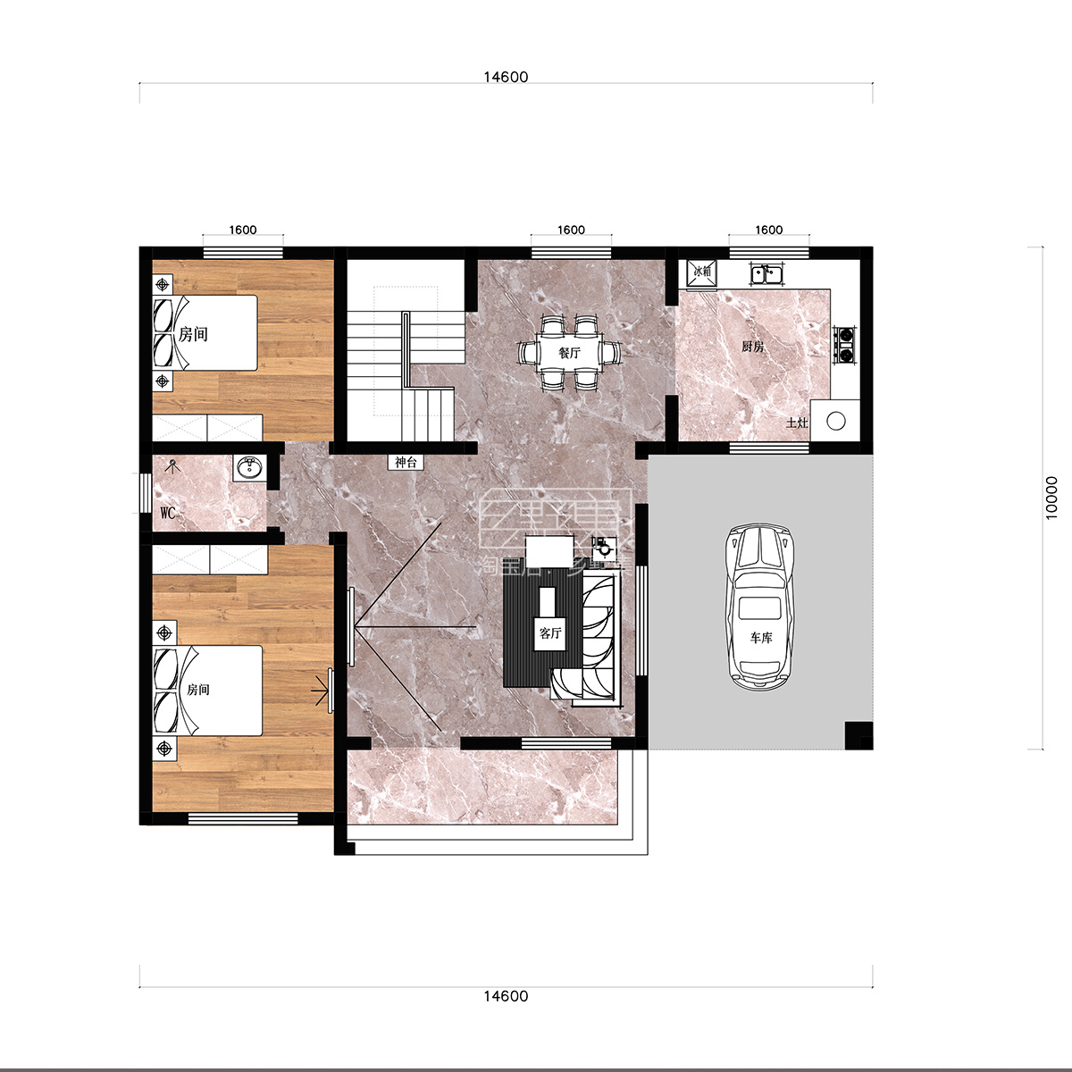 现代别墅设计图纸一层新农村自建平顶网红房屋全套建筑施工图