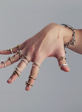 DIRTYPINEAPPLE周震南同款复古重工开口情侣戒指指环小众设计