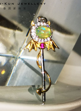 珠宝欧泊俏皮风小恶魔翅膀吊坠