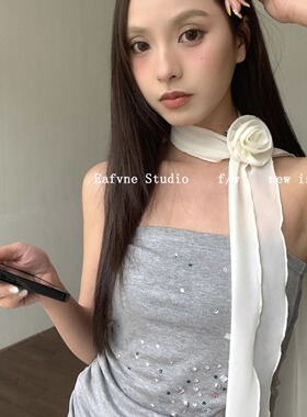 小众玫瑰花夹丝巾领巾发带