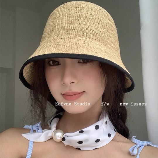 Breathable sun protection high-end raffia hat natural seaside
