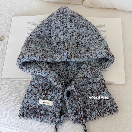 Niche retro woolen hat with large head circumference knitted mixed thread