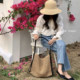 Shopping atmosphere straw bag tote bag