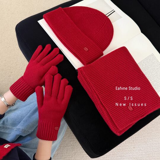 Woolen hat, gloves, scarf, scarf, multi-color