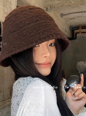 针织渔夫帽秋冬温柔显脸小盆帽
