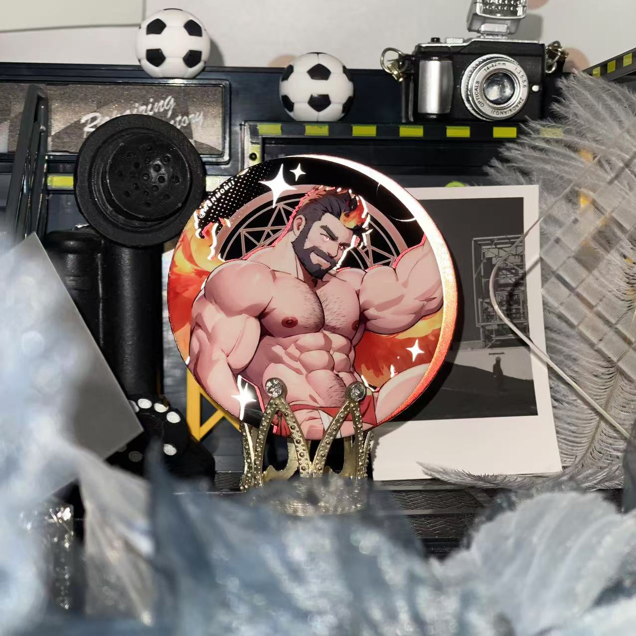 温侯十一原创正版二次元动漫谷子反光高颜值肌肉男吧唧徽章周边 - 图1