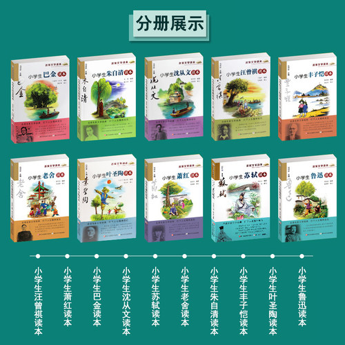 【出版社直发】小学生名家文学读本 彩色插图版全套14册 鲁迅老舍巴金汪曾祺朱自清丰子恺沈从文苏轼孔子 三四五六年级课外书正版 - 图1