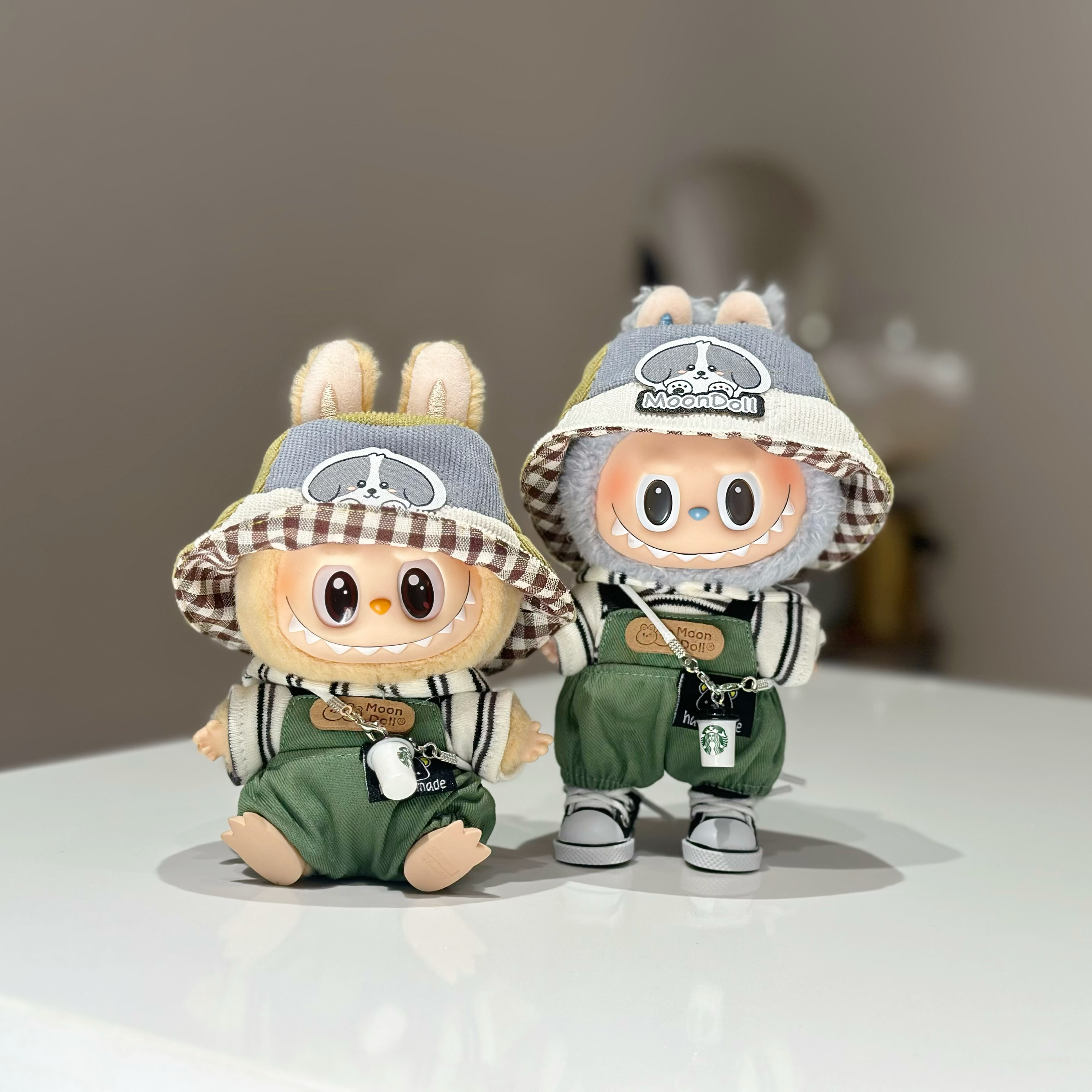 现货17cm拉布布娃衣一二三代挂件labubu公仔衣服替换装卫衣背带裤 - 图1