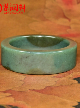 和田玉戈壁料手镯糖油青青花宽版