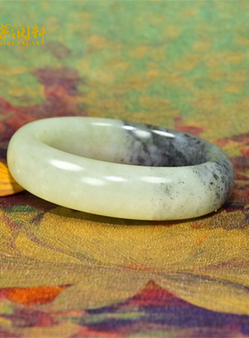 和田玉籽料手镯半山半水正装水墨