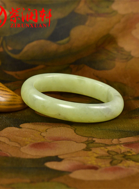 和田玉黄口若羌料黄玉青花手镯