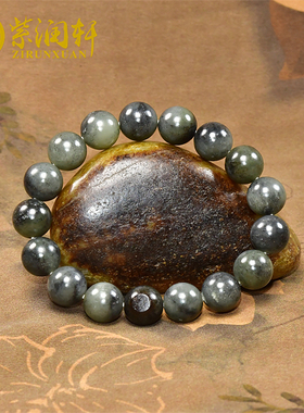 田玉籽料手串水墨青花手链聚红皮