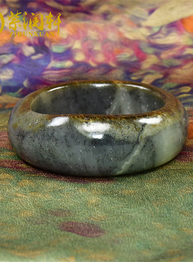 新疆和田玉满皮青花籽料手镯随形