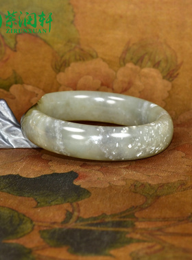 和田玉手镯籽料聚黑皮紫调水墨