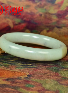 和田玉糖青白玉手镯且末料玉镯