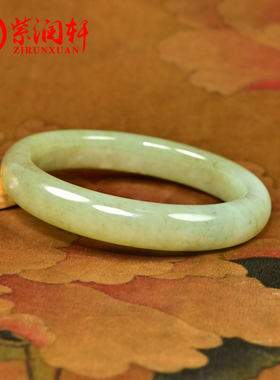 和田玉籽料手镯青白底糖沁水草花