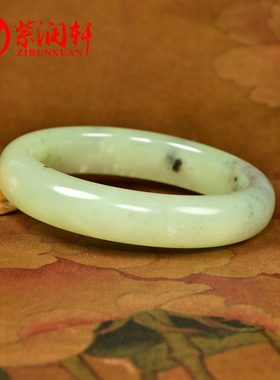 和田玉青翠飘紫手镯且末料三色