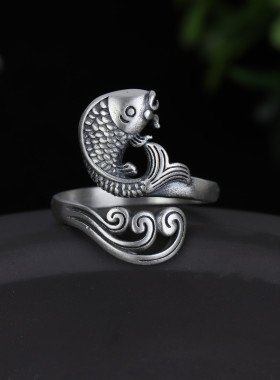 戒指纯银时尚小众ins开口可调节