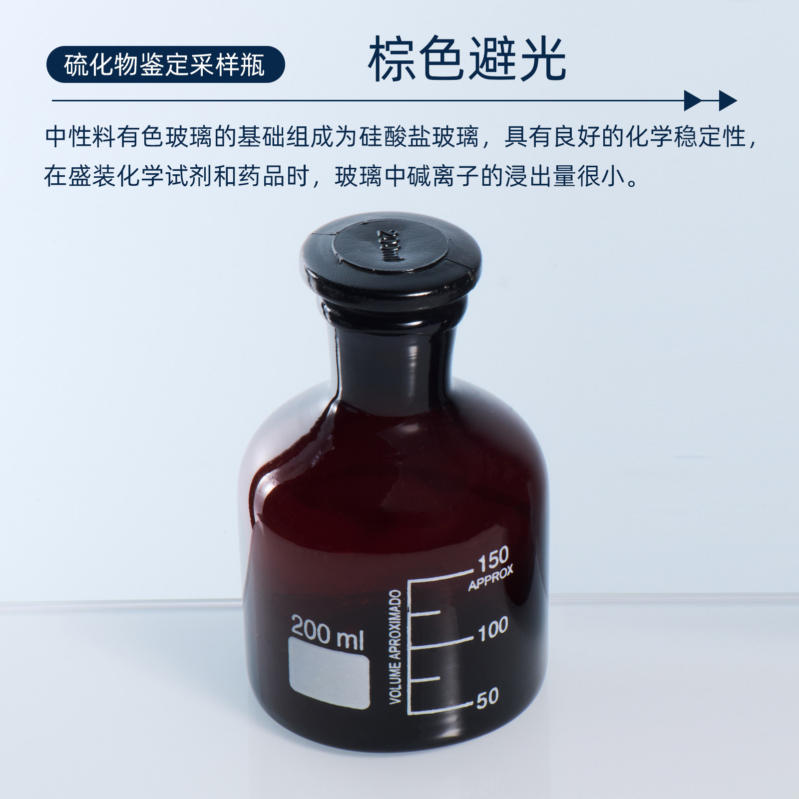 三爱思 硫化物鉴定采样瓶 棕色样品瓶玻璃瓶具塞磨口测量水质酸化 - 图2