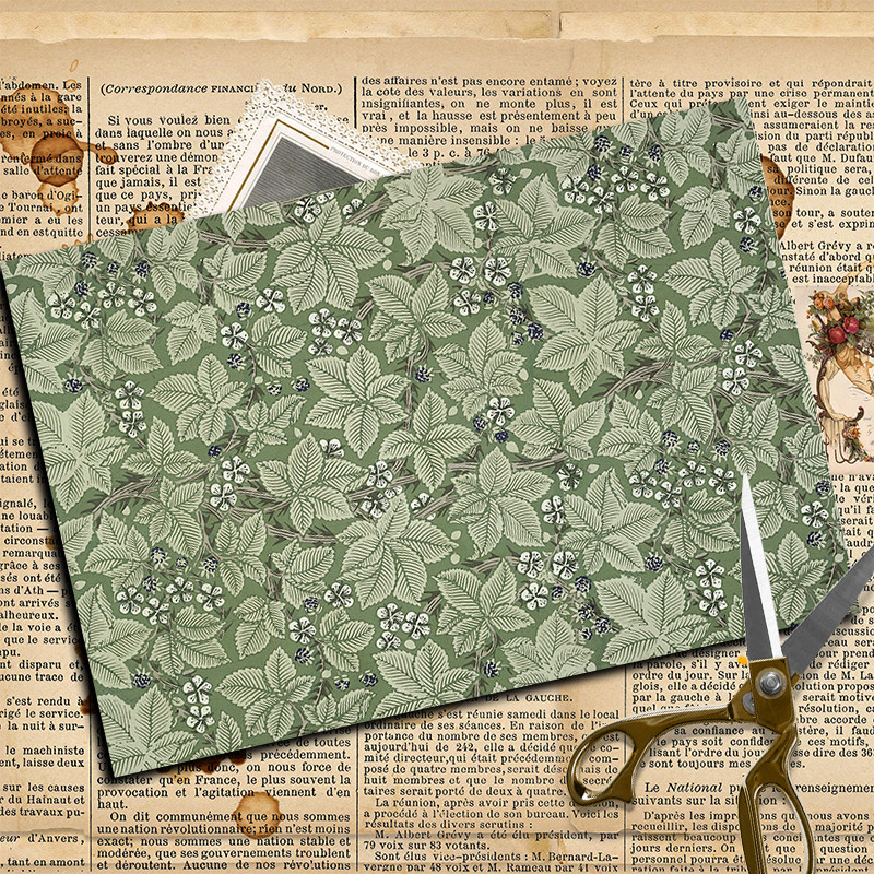 威廉莫里斯礼盒装饰素材纸12张双胶纸可折叠贴纸背景纸图案拼贴画,淘宝优惠券,粉丝福利购,淘宝优惠卷