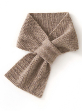秋冬100%山羊绒穿孔小围巾女围脖