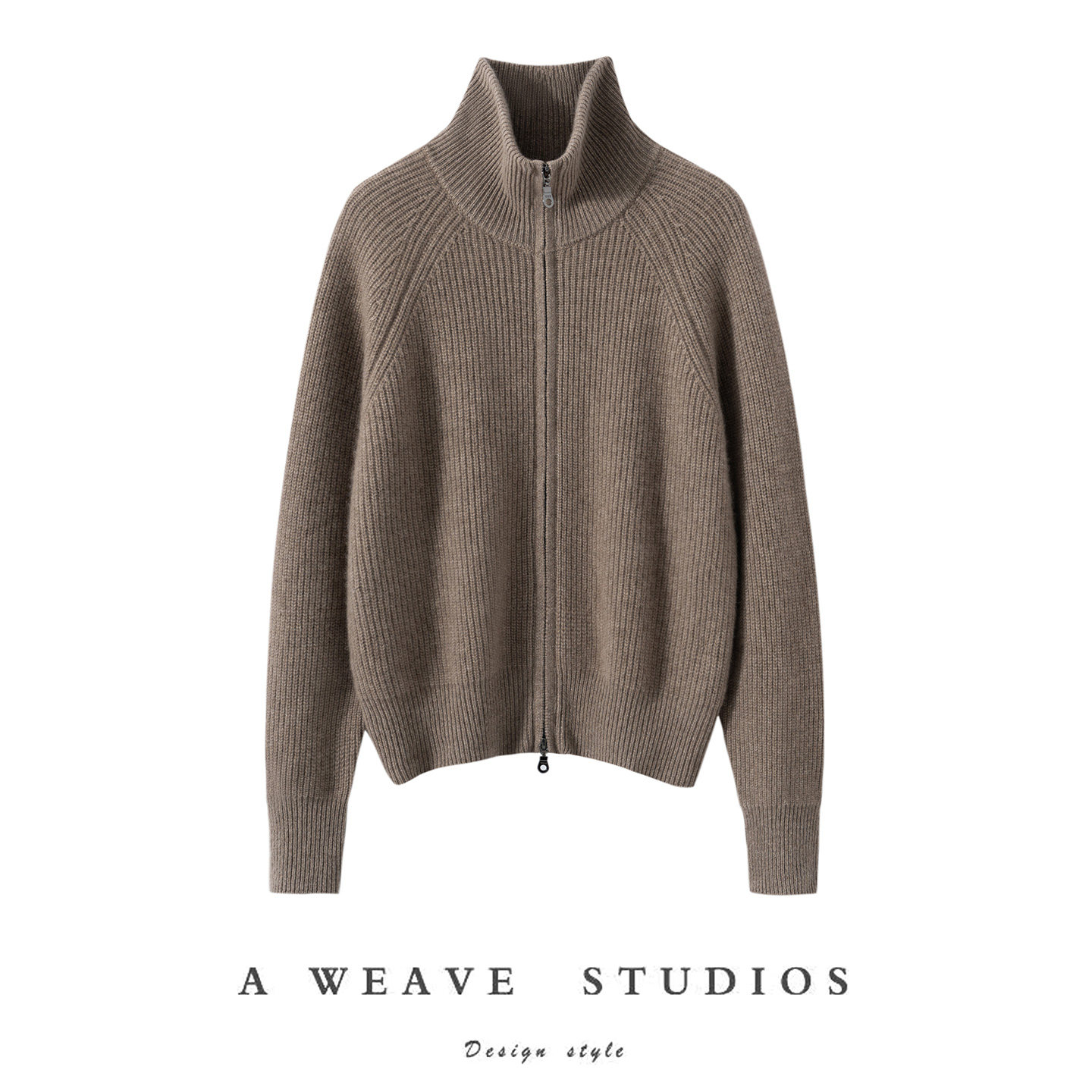 秋冬新款100%山羊绒开衫女高领拉链针织外套宽松加厚保暖通勤毛衣,淘宝优惠券,粉丝福利购,淘宝优惠卷