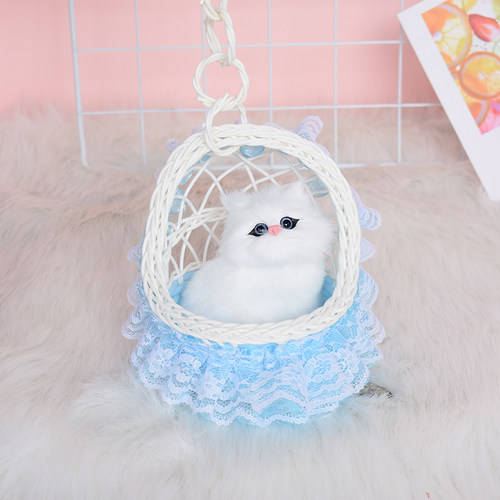 仿真猫咪毛绒玩具篮子猫狗狗兔子仿真动物玩偶模型公仔儿童玩具猫 - 图2