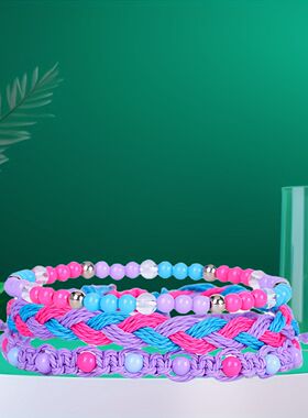 手工编织蜡线手绳彩色串珠手链