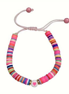 彩色软陶爱心手串编织百搭