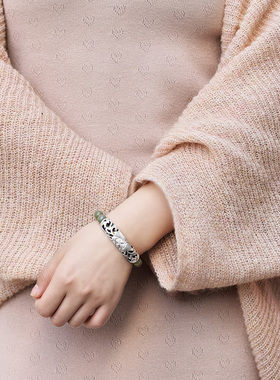 时尚民族风和田玉足银女款手链