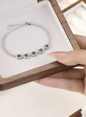天然翡翠手链女款高级感纯银手饰