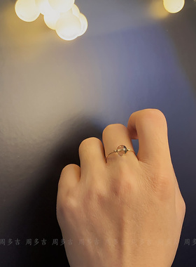 天然绿幽灵水晶14K包金戒指