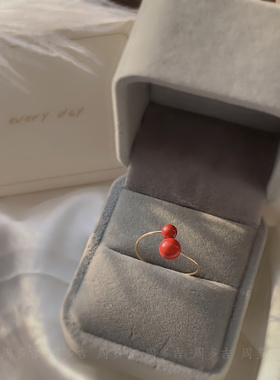 天然帝王砂朱砂开口戒指