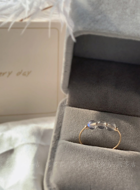 天然月光石14K包金戒指