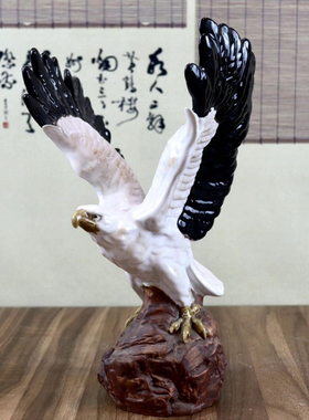大鹏展翅佛山石湾陶瓷公仔鹰摆件工艺品吉祥幸福顽强拼搏礼物